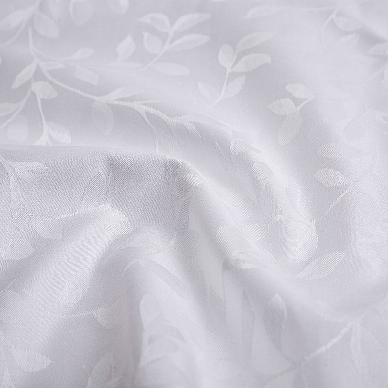 قماش جاكار عالي الجودة مصنوع من القطن ونسيج أبيض ثلجي